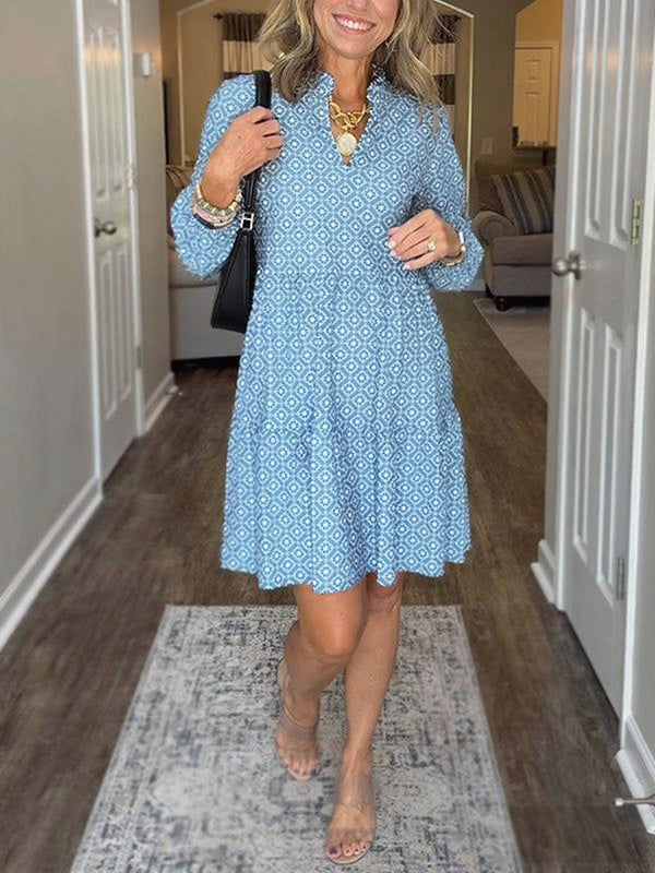 NEW🔥 V Neck Vintage Printed Dress