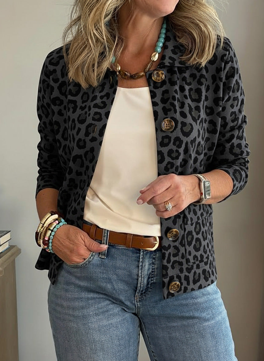 CLEARANCE SALE🔥 Casual Lapel Pocket Leopard Print Jacket