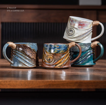 1pc Set Of 4-inch Irregular Shaped Mug, Retro Ceramic Mug, Cross-border Supply, Irregular Mug, Coarse Ceramic Water Mug, High Aesthetic Coffee Mug