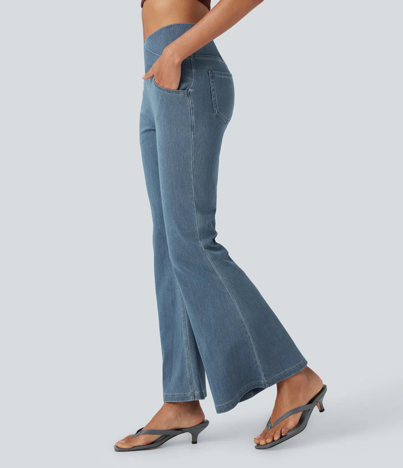 Shaply™ Women’s High Waist Crossover Pocket Washed Casual Jeans – 2025 New Arrival | Last Day 50% OFF