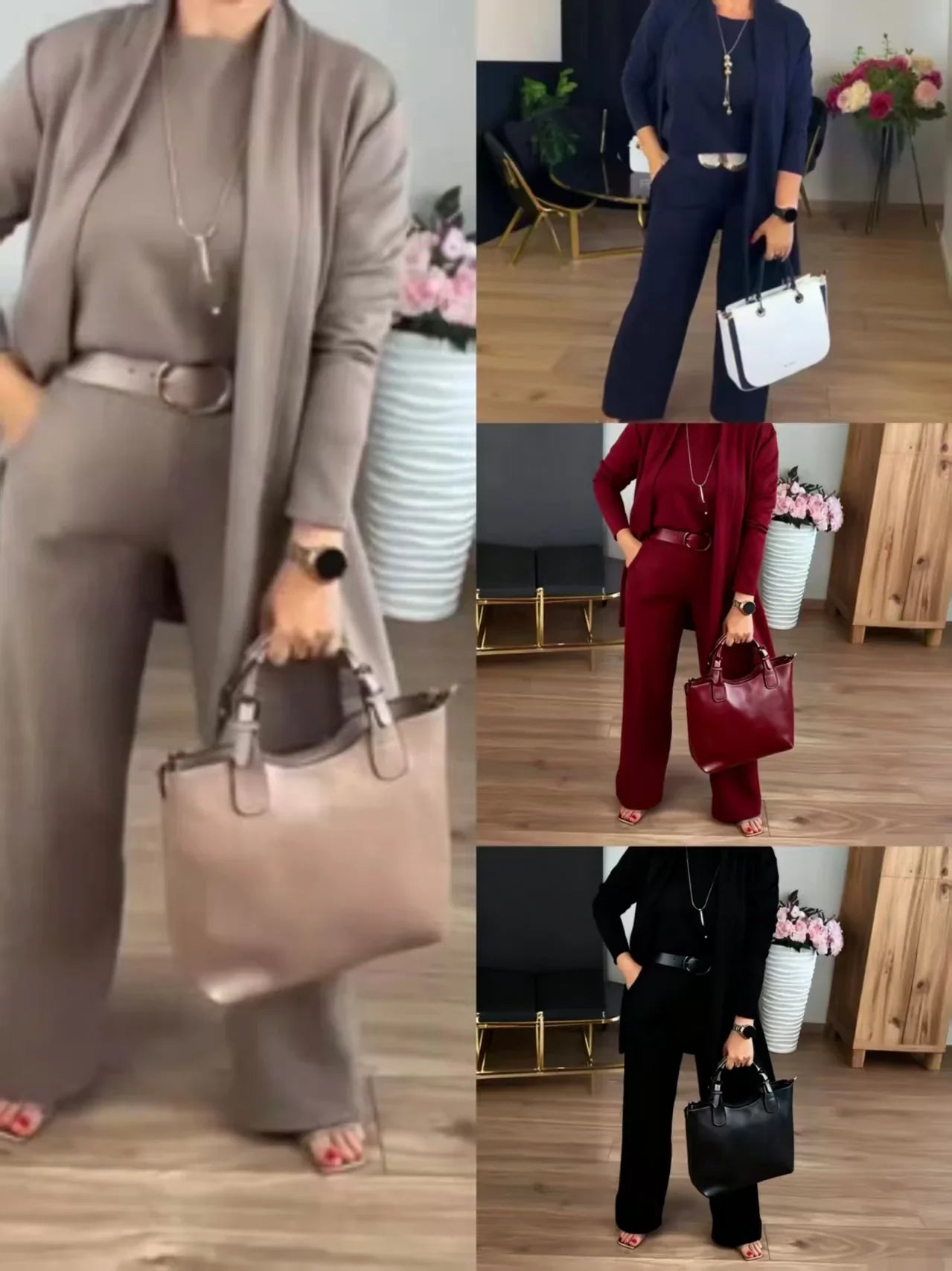 ✈️Free shipping worldwide⏳Time-Limited Special⏰Elegant 3-piece set including long cardigan, top and pants💞