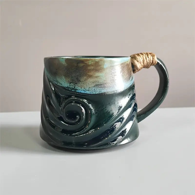 1pc Set Of 4-inch Irregular Shaped Mug, Retro Ceramic Mug, Cross-border Supply, Irregular Mug, Coarse Ceramic Water Mug, High Aesthetic Coffee Mug