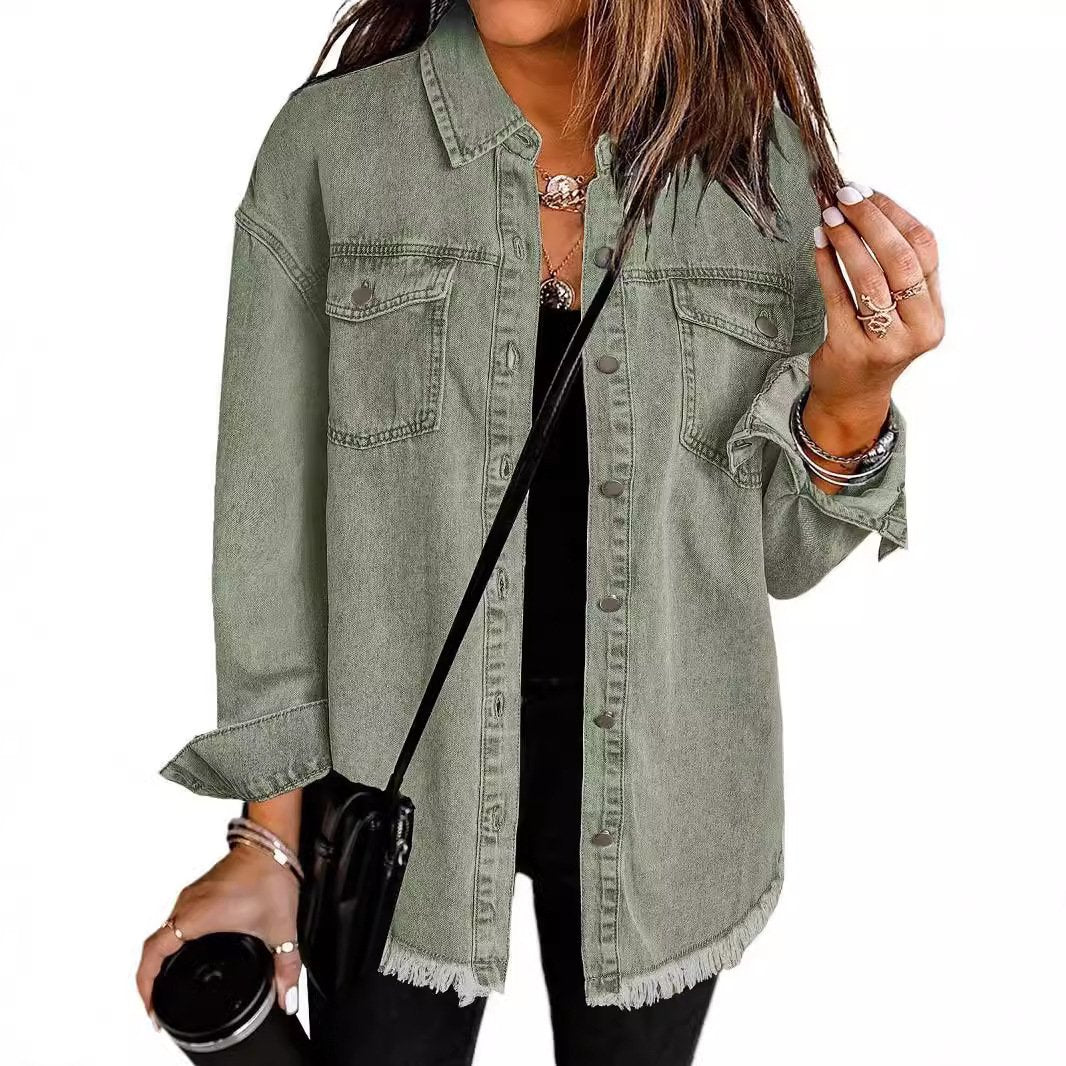 2025 Women's Casual Denim Button Down Distressed Jacket (Buy 2 Free Shipping)