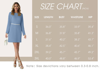 Women Casual Long Sleeve Dress Trendy Fall Fashion Cozy Travel Airport Outfits Haze Blue XL