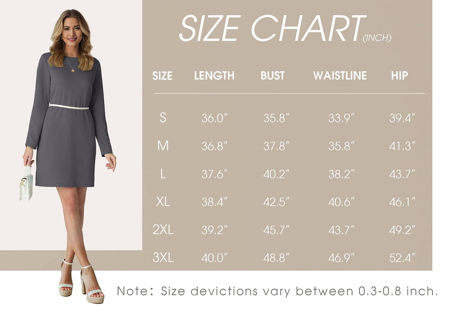 Women Casual Long Sleeve Dress Trendy Fall Fashion Cozy Travel Airport Outfits Haze Blue XL