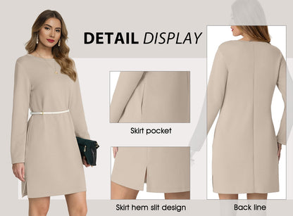 Women Casual Long Sleeve Dress Trendy Fall Fashion Cozy Travel Airport Outfits Haze Blue XL