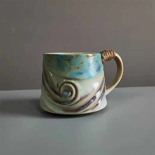 1pc Set Of 4-inch Irregular Shaped Mug, Retro Ceramic Mug, Cross-border Supply, Irregular Mug, Coarse Ceramic Water Mug, High Aesthetic Coffee Mug
