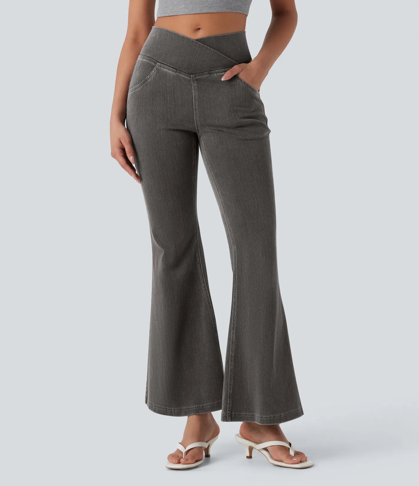 Shaply™ Women’s High Waist Crossover Pocket Washed Casual Jeans – 2025 New Arrival | Last Day 50% OFF