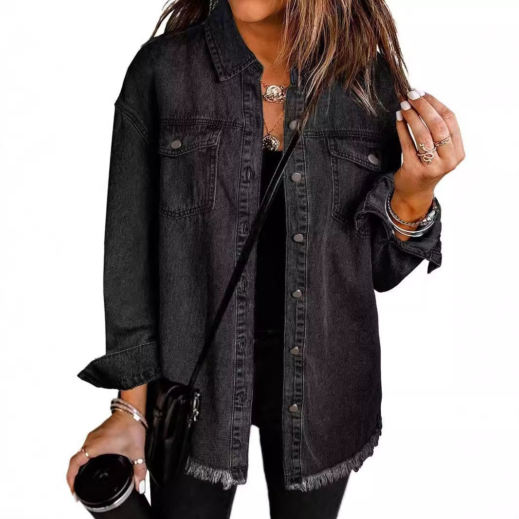 2025 Women's Casual Denim Button Down Distressed Jacket (Buy 2 Free Shipping)