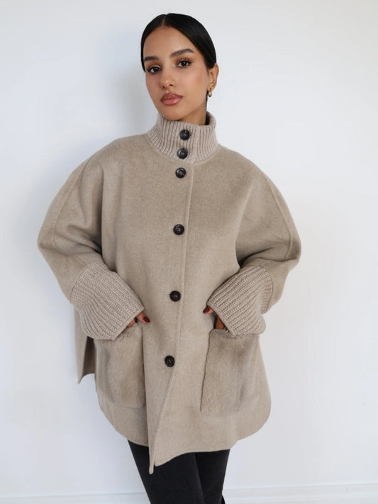 Vintage High Neck Cashmere Blend Coat