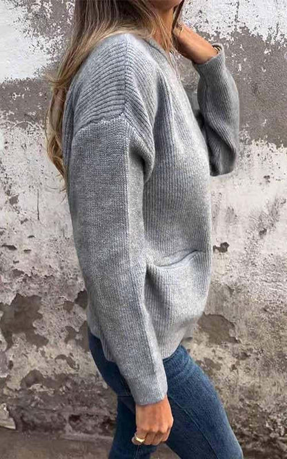 CLEARANCE SALE🔥 Women's Round Neck Zipper Knitted Jacket