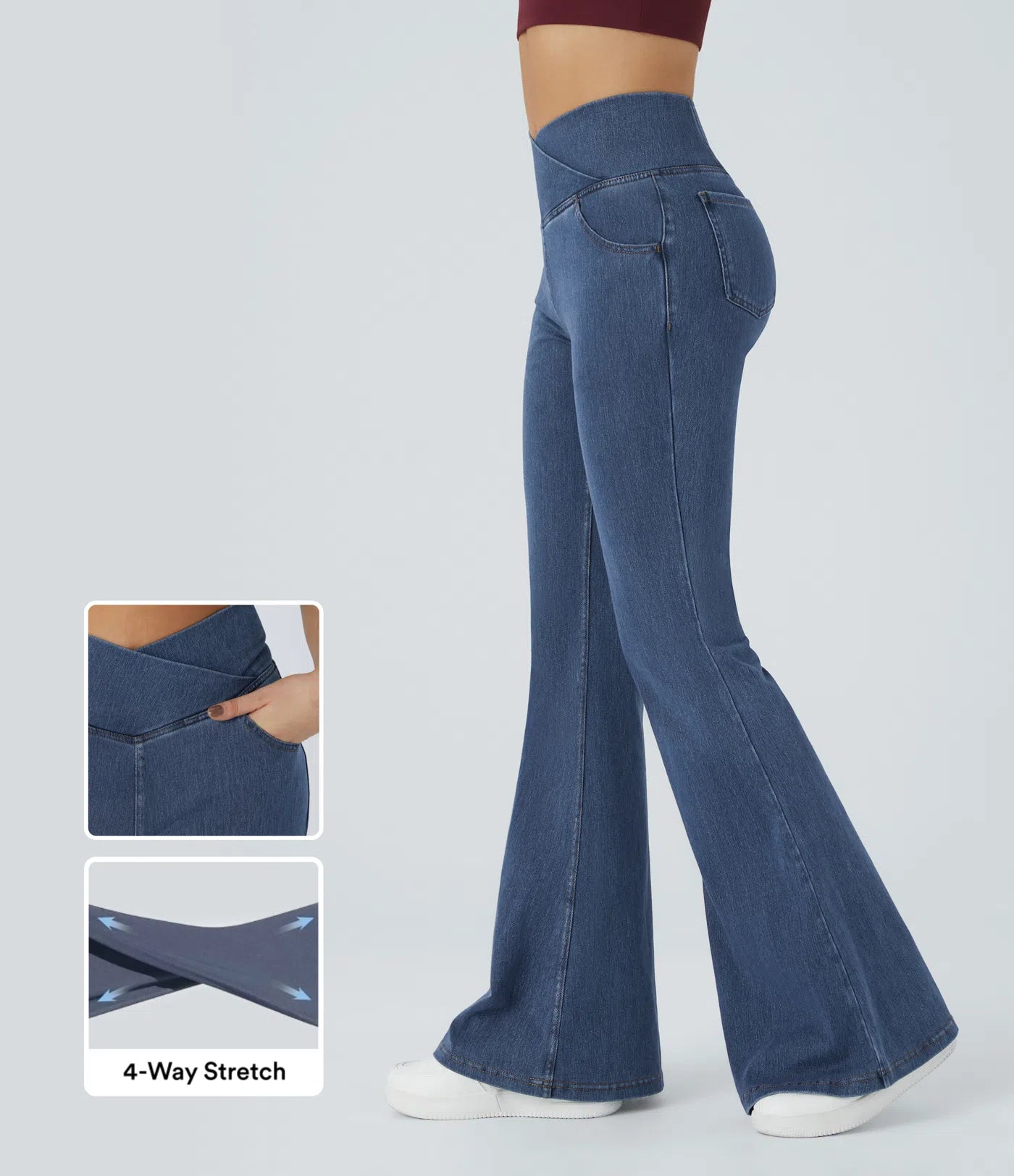 Shaply™ Women’s High Waist Crossover Pocket Washed Casual Jeans – 2025 New Arrival | Last Day 50% OFF