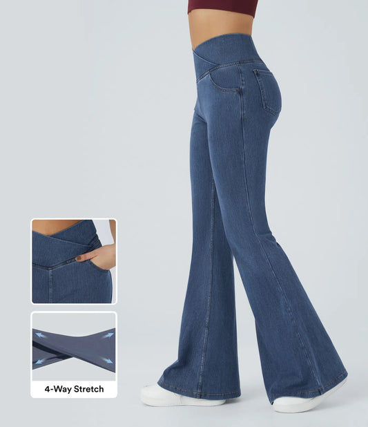 Shaply™ Women’s High Waist Crossover Pocket Washed Casual Jeans – 2025 New Arrival | Last Day 50% OFF