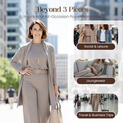 ✈️Free shipping worldwide⏳Time-Limited Special⏰Elegant 3-piece set including long cardigan, top and pants💞