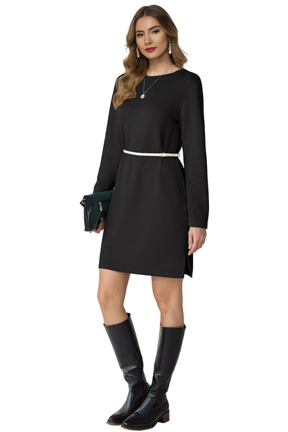 Women Casual Long Sleeve Dress Trendy Fall Fashion Cozy Travel Airport Outfits Haze Blue XL