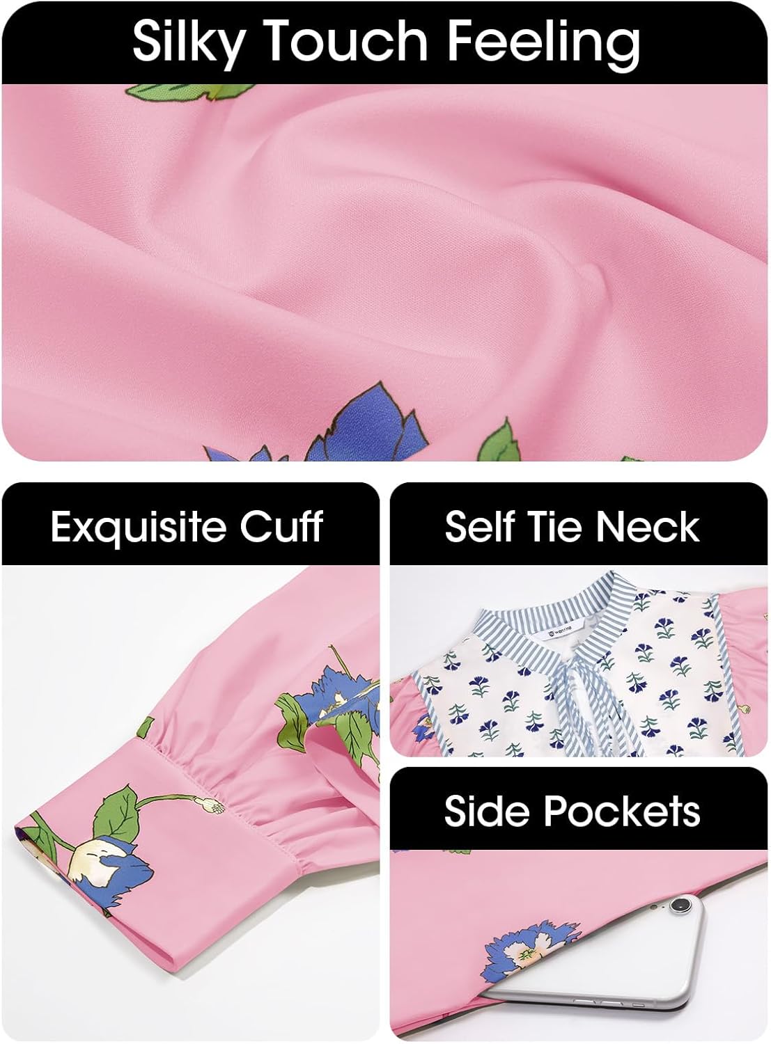 Womens Casual Floral Mini Dress 2025 Fall Long Sleeve V Neck Patchwork Loose Boho Shirt Dresses