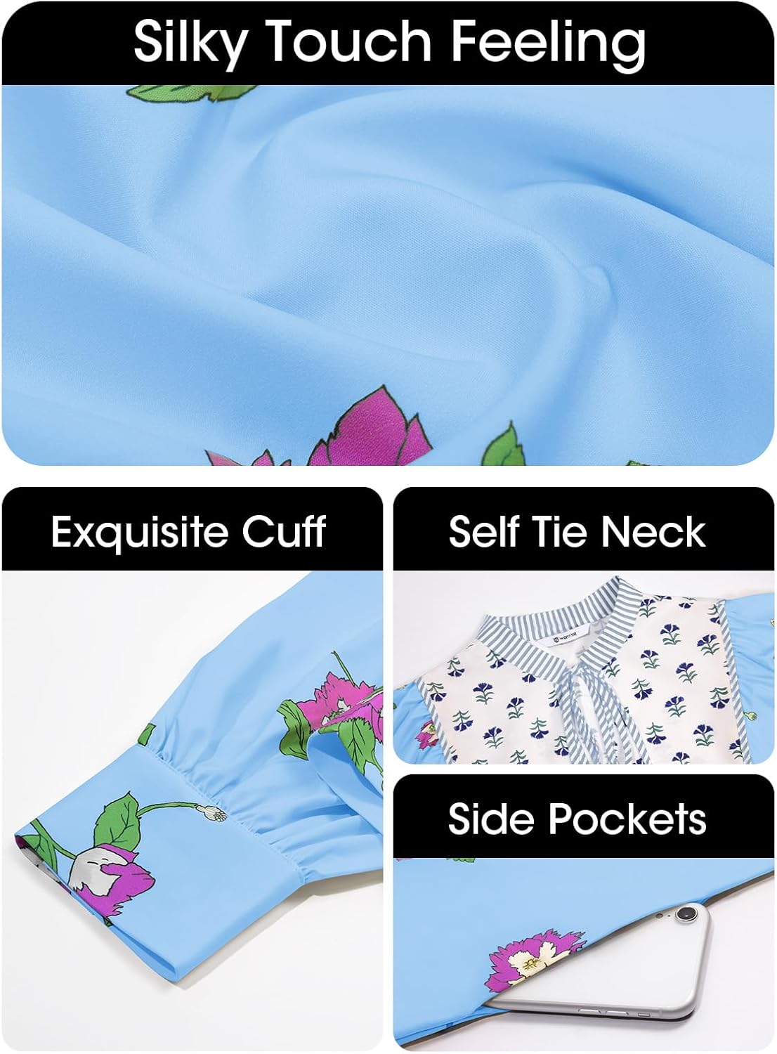 Womens Casual Floral Mini Dress 2025 Fall Long Sleeve V Neck Patchwork Loose Boho Shirt Dresses