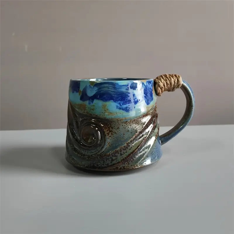 1pc Set Of 4-inch Irregular Shaped Mug, Retro Ceramic Mug, Cross-border Supply, Irregular Mug, Coarse Ceramic Water Mug, High Aesthetic Coffee Mug