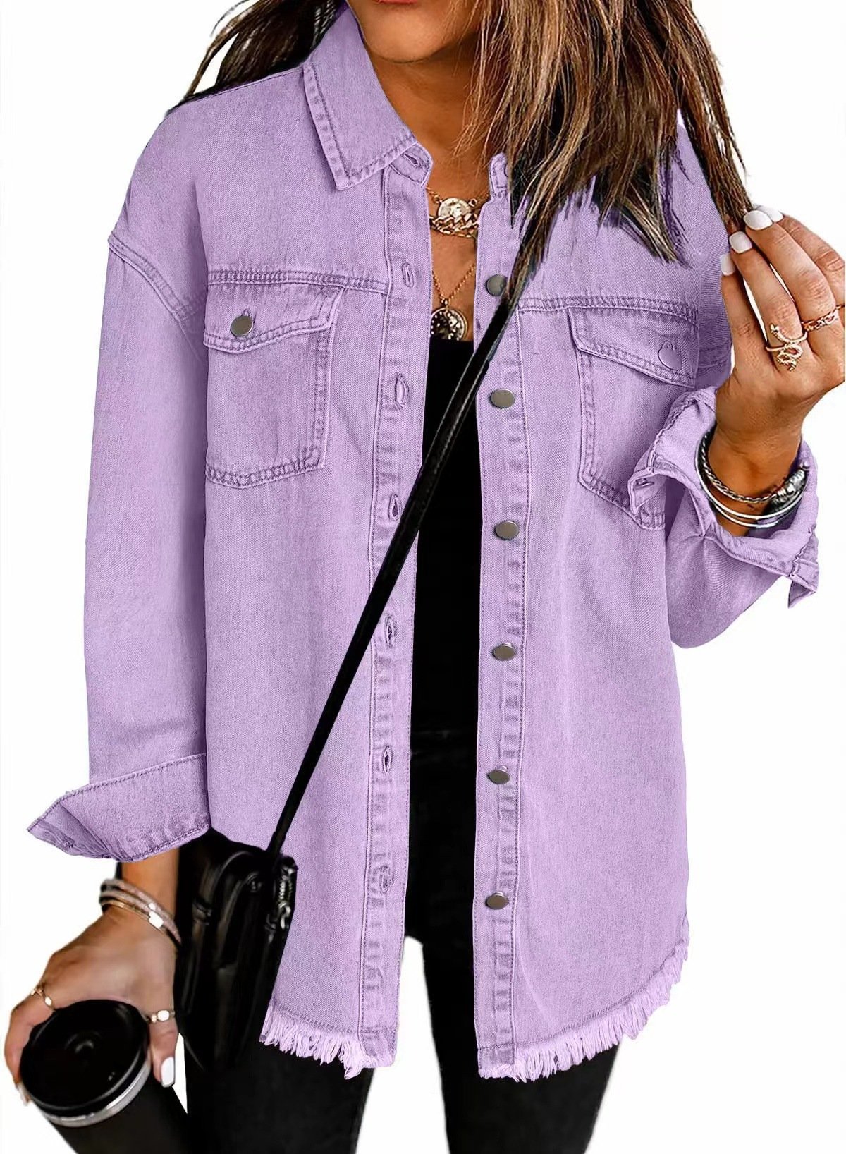 2025 Women's Casual Denim Button Down Distressed Jacket (Buy 2 Free Shipping)