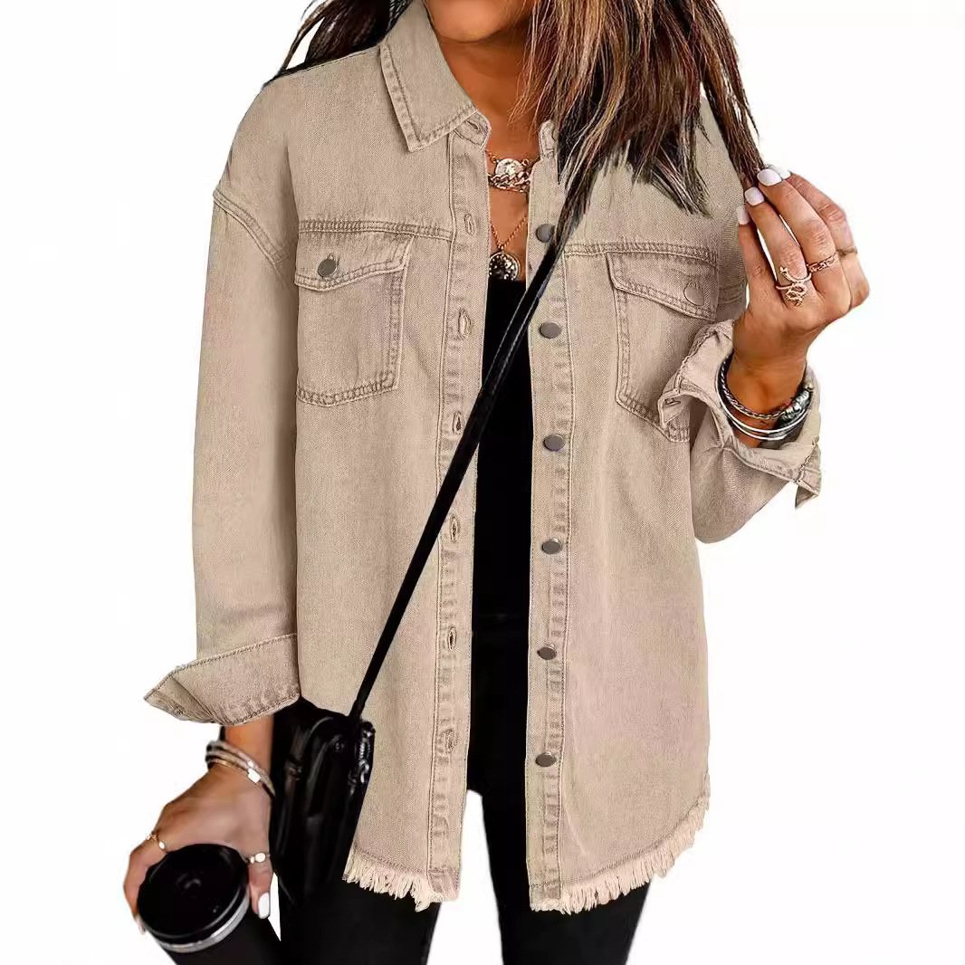 2025 Women's Casual Denim Button Down Distressed Jacket (Buy 2 Free Shipping)