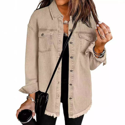 2025 Women's Casual Denim Button Down Distressed Jacket (Buy 2 Free Shipping)