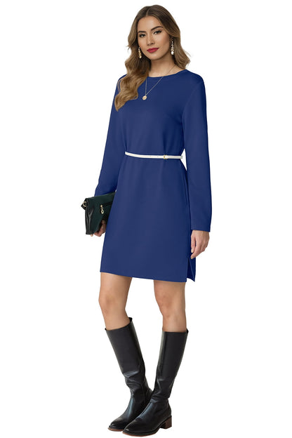 Women Casual Long Sleeve Dress Trendy Fall Fashion Cozy Travel Airport Outfits Haze Blue XL