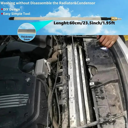 23.6 inch(60cm) Thickened Radiator Cleaning Wand with Water & Air Dual-Purpose Connector