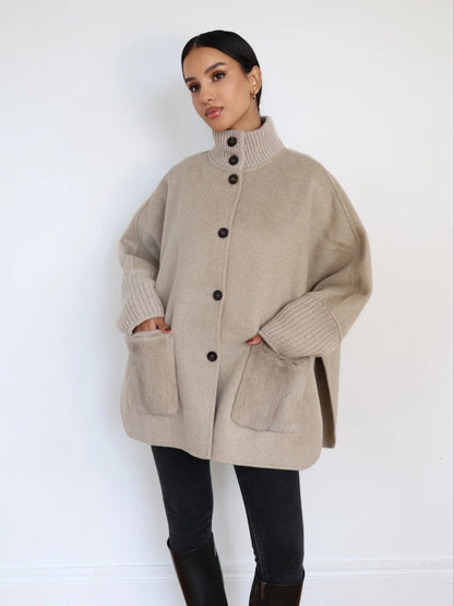 Vintage High Neck Cashmere Blend Coat