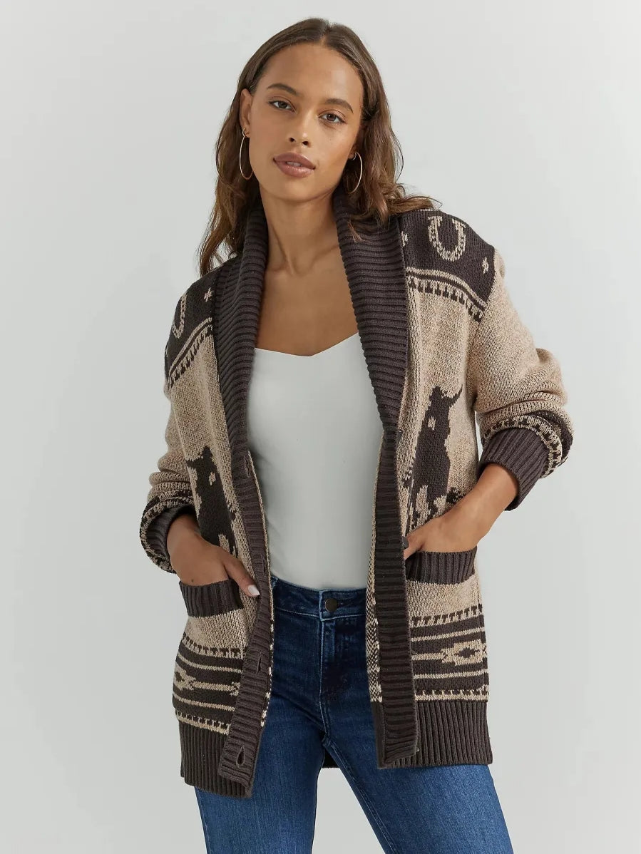 Western Style Shawl Collar Cardigan
