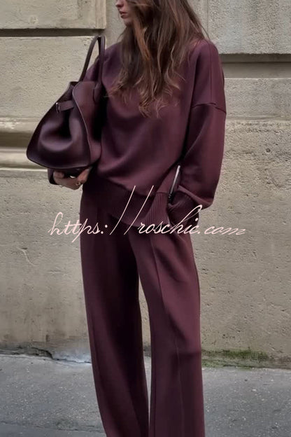 Double Soft Turtleneck Side Zipper Sweatshirt and Elastic Waist Pocketed Loose Pants Set  (Shipped Within 24 Hours)