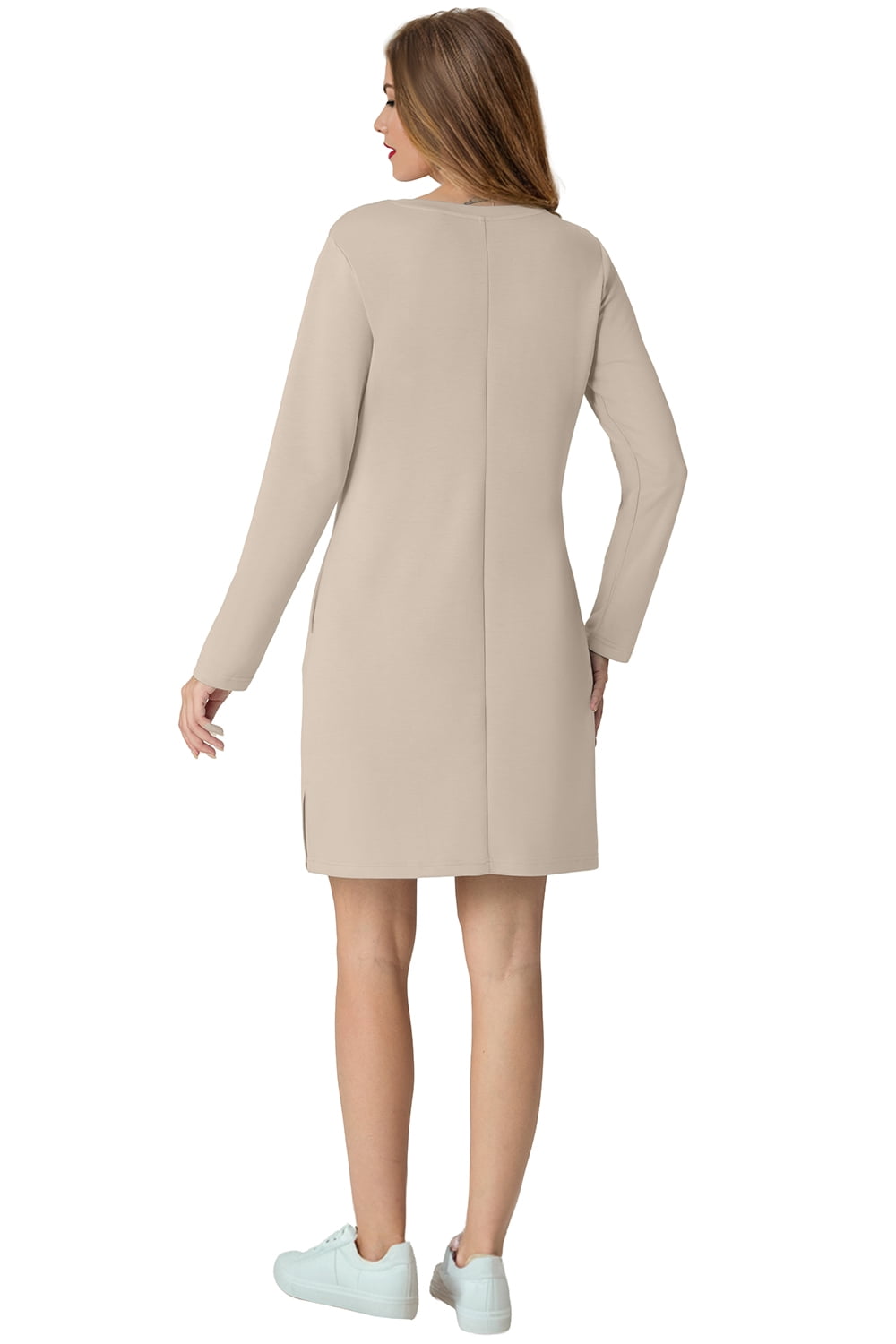 Women Casual Long Sleeve Dress Trendy Fall Fashion Cozy Travel Airport Outfits Haze Blue XL