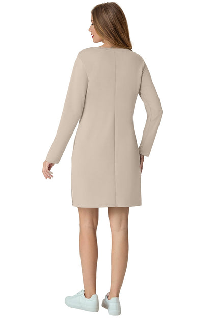 Women Casual Long Sleeve Dress Trendy Fall Fashion Cozy Travel Airport Outfits Haze Blue XL