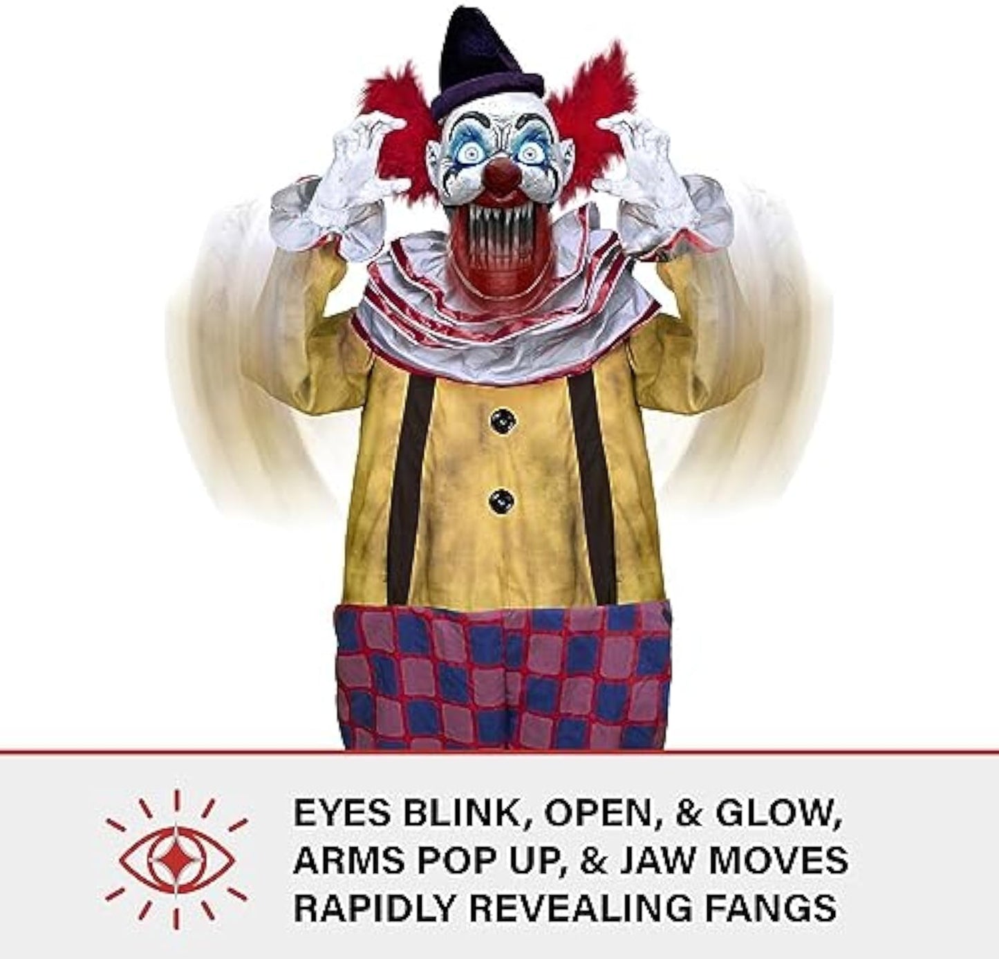 Haunted Hill Farm Motion-Activated Startling Arms Clown by Tekky-Plug-in or Battery Operated