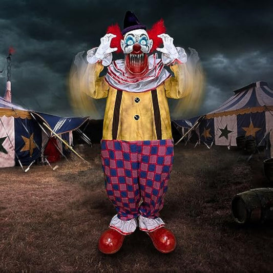 Haunted Hill Farm Motion-Activated Startling Arms Clown by Tekky-Plug-in or Battery Operated