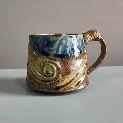 1pc Set Of 4-inch Irregular Shaped Mug, Retro Ceramic Mug, Cross-border Supply, Irregular Mug, Coarse Ceramic Water Mug, High Aesthetic Coffee Mug