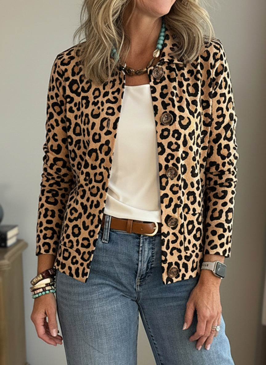 CLEARANCE SALE🔥 Casual Lapel Pocket Leopard Print Jacket