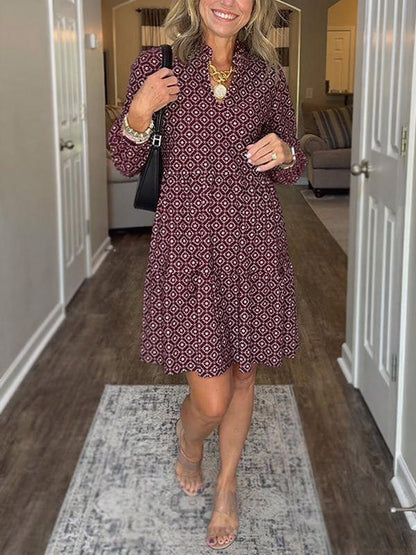 NEW🔥 V Neck Vintage Printed Dress