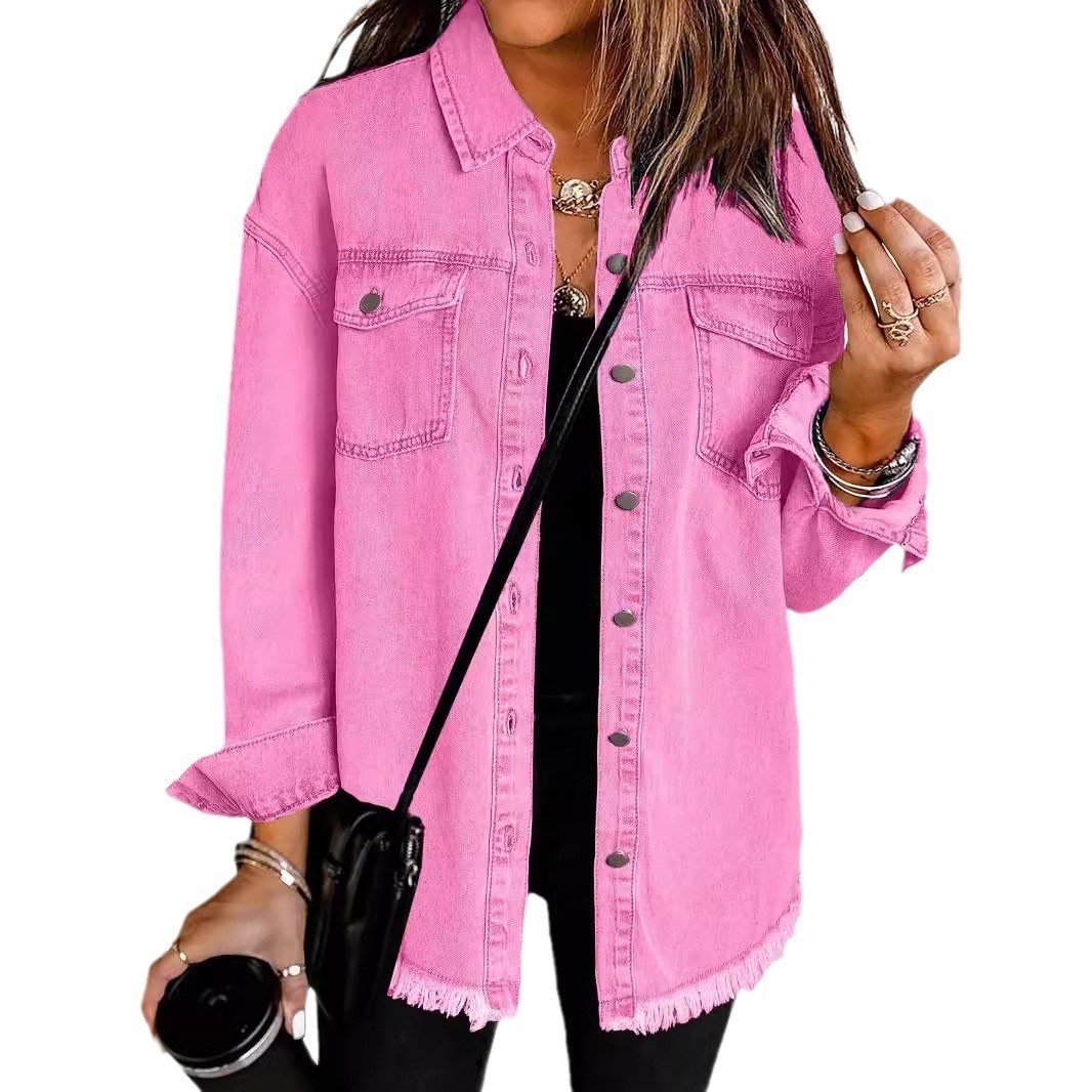 2025 Women's Casual Denim Button Down Distressed Jacket (Buy 2 Free Shipping)