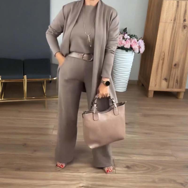 ✈️Free shipping worldwide⏳Time-Limited Special⏰Elegant 3-piece set including long cardigan, top and pants💞