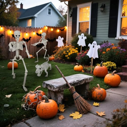 Lighted Human & Dog Skeleton Halloween Decorations Outdoor/Indoor - 36 Inch