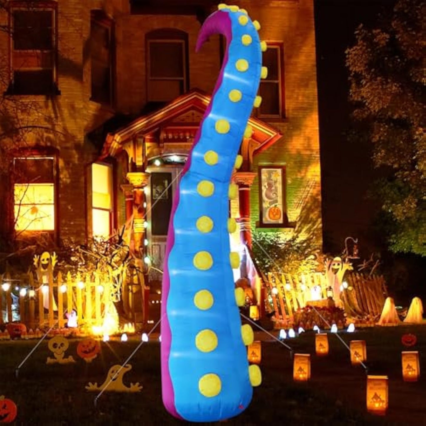 Juegoal 1 PCS Halloween Decorations 11.5FT Tall Inflatable Lighted Giant Octopus Tentacle